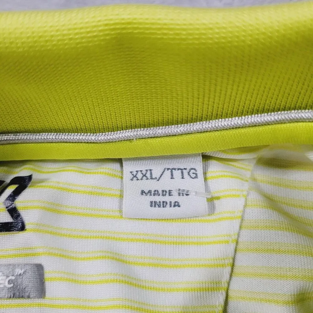 Cutter & Buck Polo Shirt Mens 2XL Yellow Striped CB DryTec Golf Performance